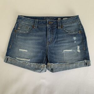 Miss Me Jean Boyfriend Shorts Women 28 Blue Denim Roll Hem Distressed Western